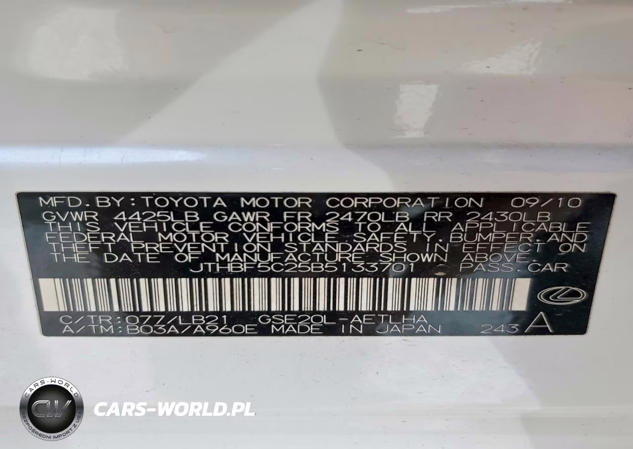 2011 Lexus Is 250 VIN:JTHBF5C25B5133701 - 12