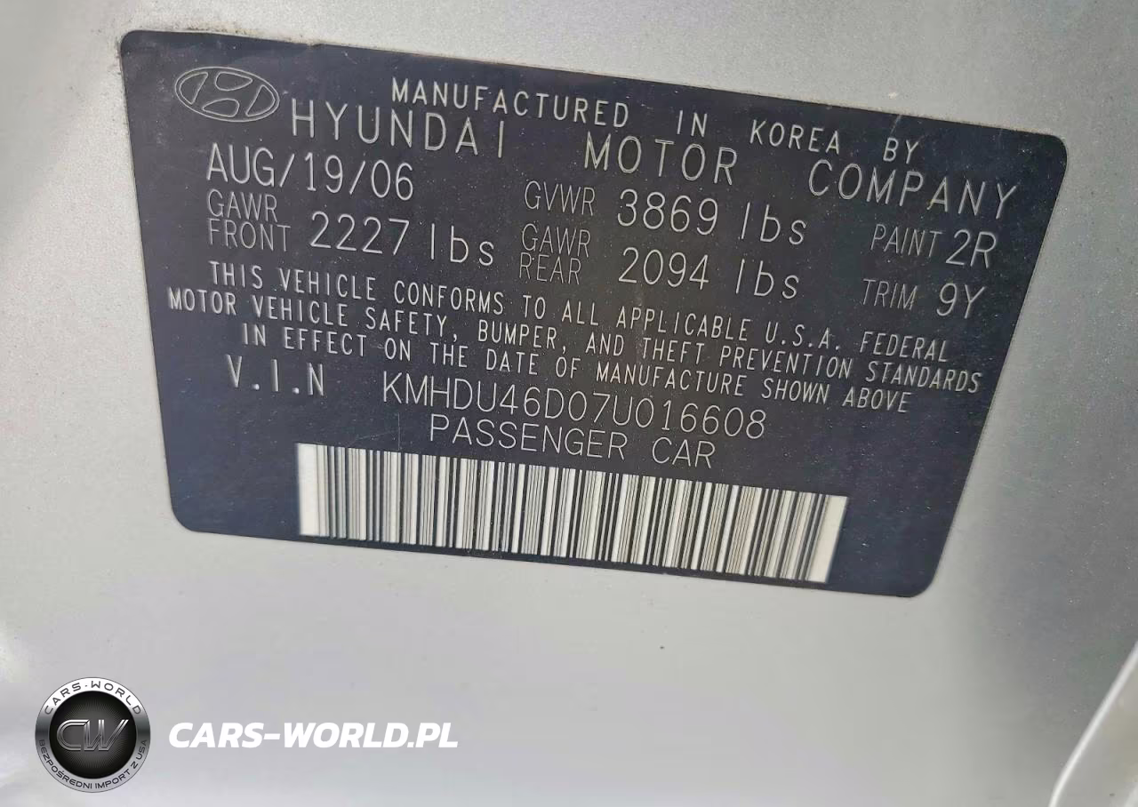2007 Hyundai Elantra Gls VIN:KMHDU46D07U016608 - 12