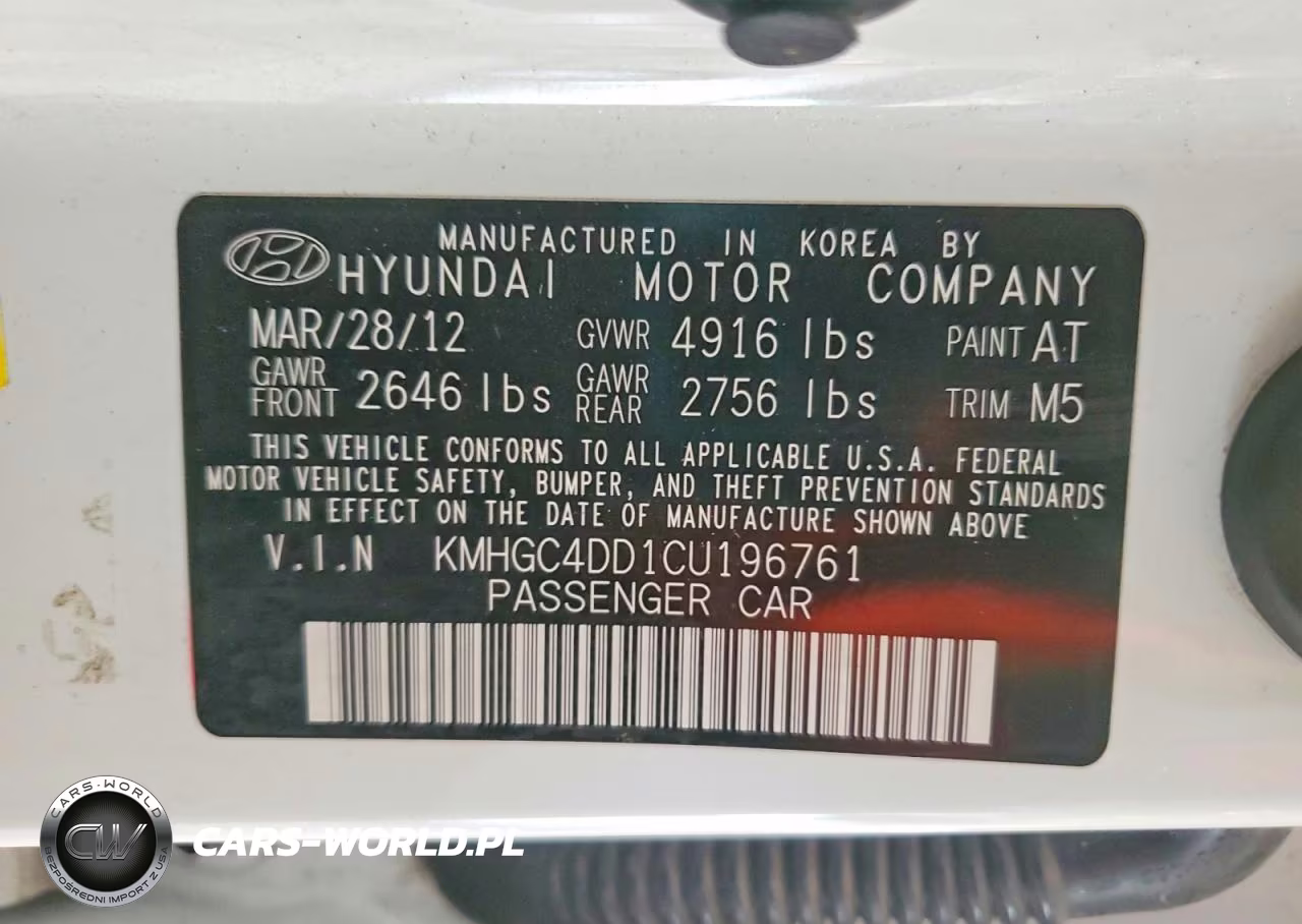 2012 Hyundai Genesis 3.8L VIN:KMHGC4DD1CU196761 - 12