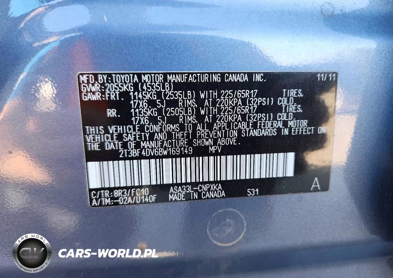 2011 Toyota Rav4 Base VIN:2T3BF4DV6BW169149 - 12