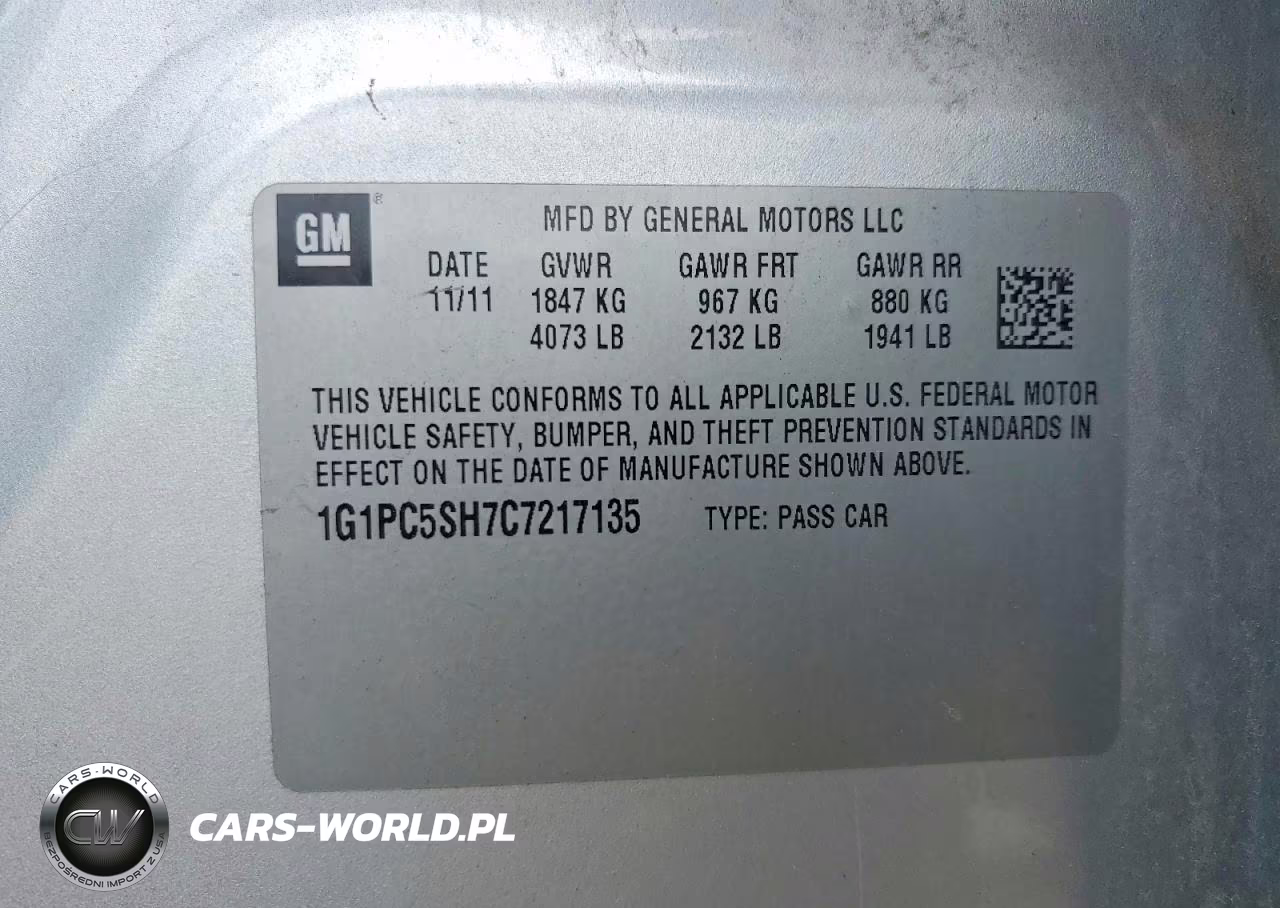 2012 Chevrolet Cruze Ls VIN:1G1PC5SH7C7217135 - 12
