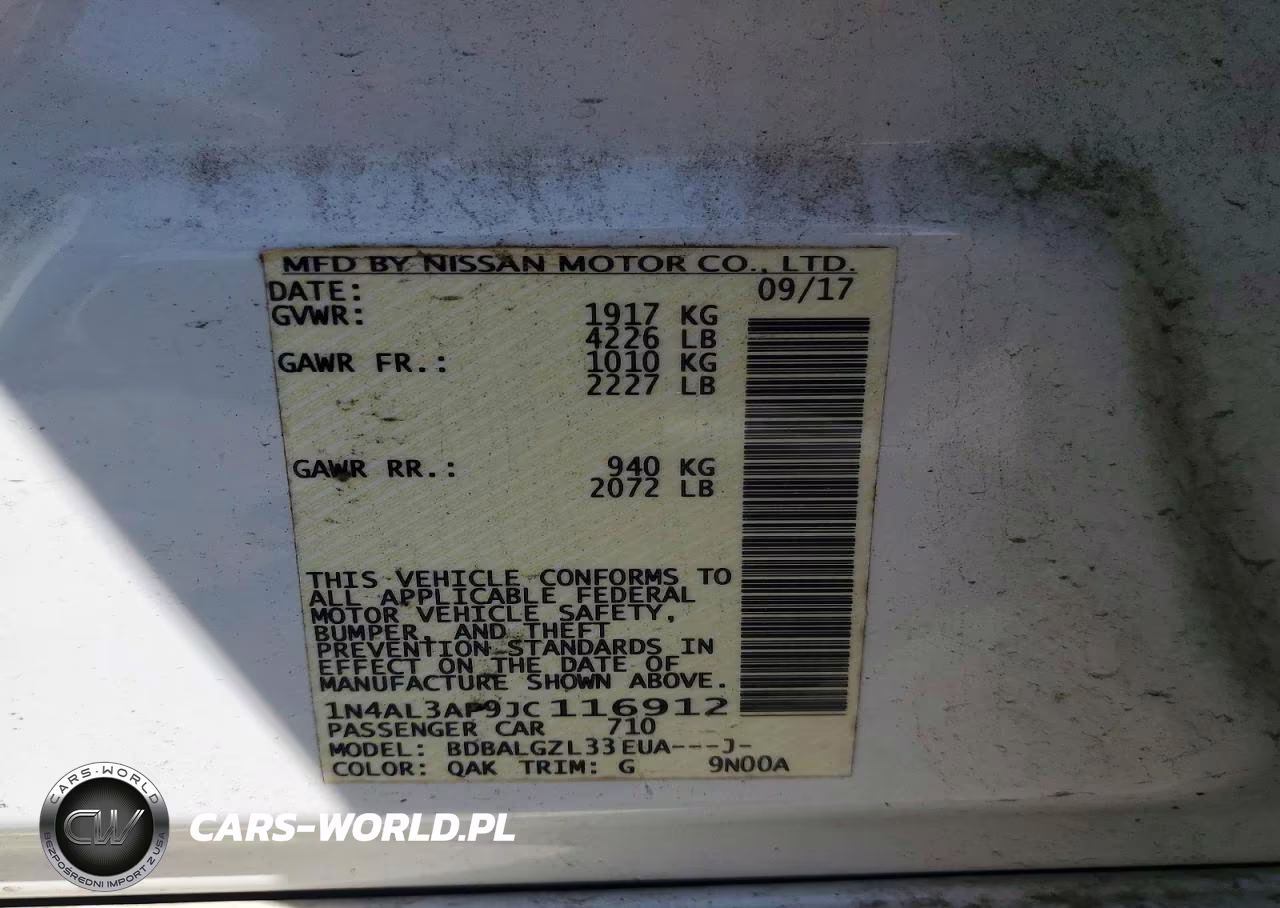 NISSAN ALTIMA 2.5 VIN:1N4AL3AP9JC116912 - 12