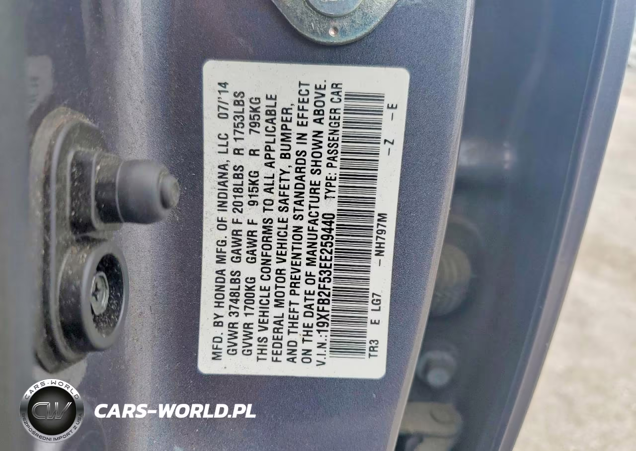 2014 Honda Civic Lx VIN:19XFB2F53EE259440 - 12