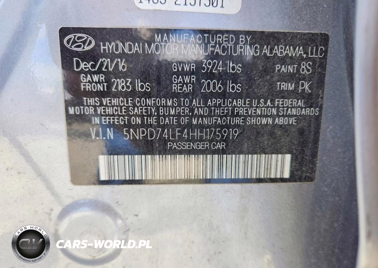 2017 Hyundai Elantra Se VIN:5NPD74LF4HH175919 - 12