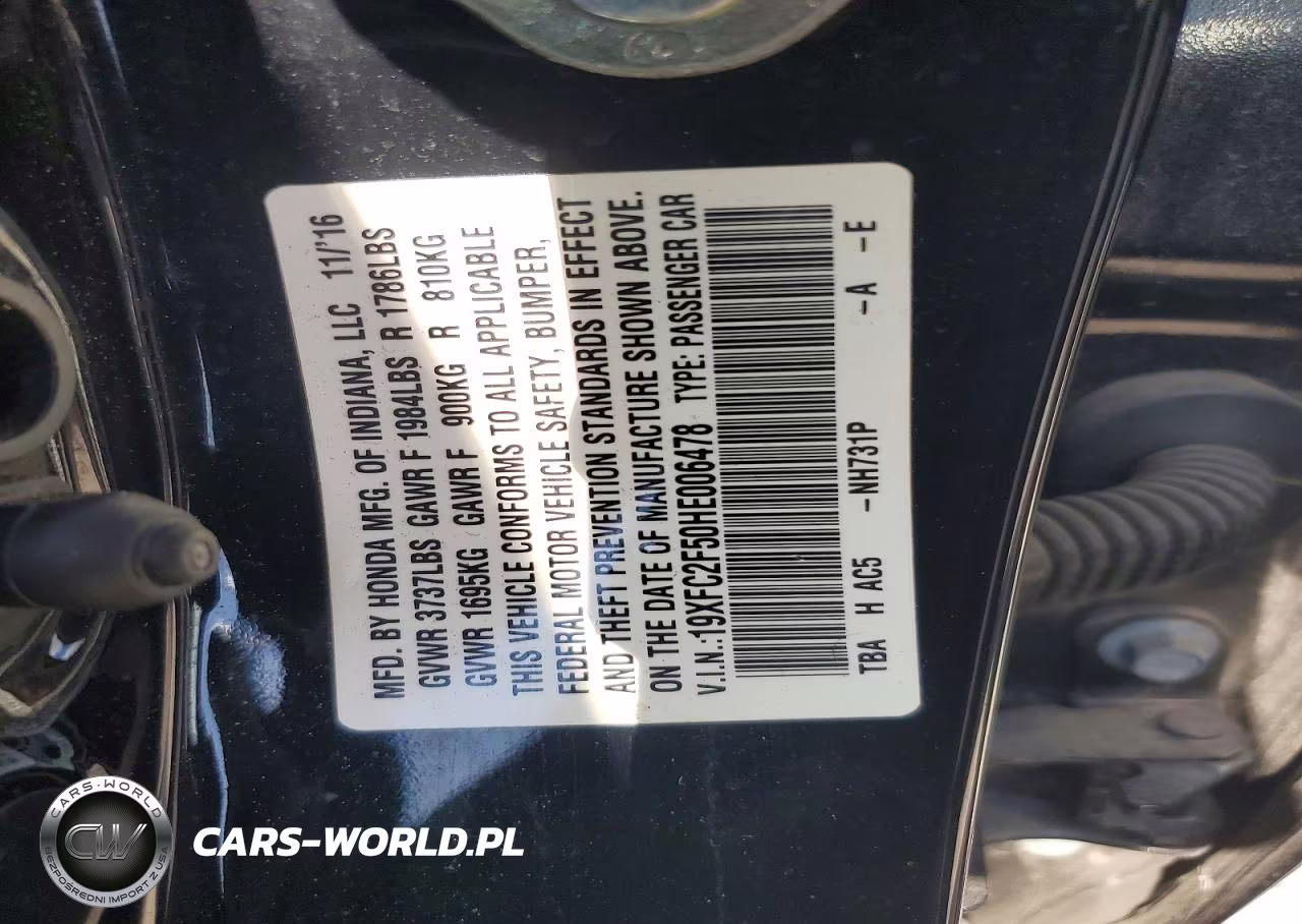 2017 Honda Civic Lx VIN:19XFC2F50HE006478 - 12