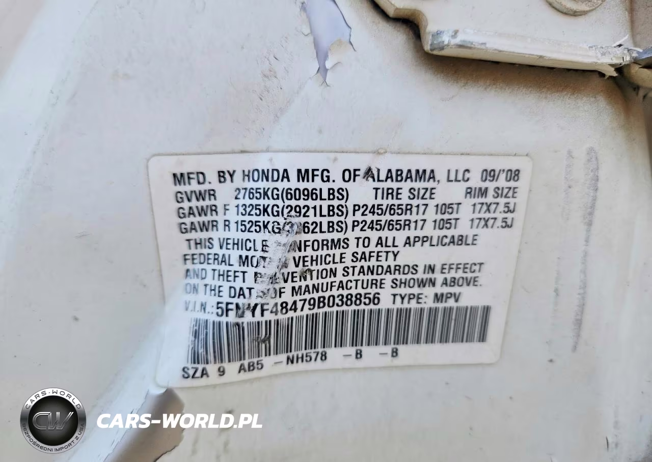 2009 Honda Pilot Ex VIN:5FNYF48479B038856 - 14