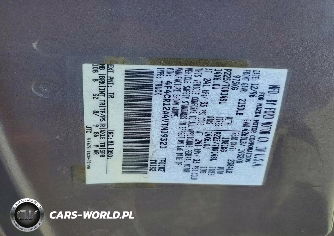 1997 Mazda B2300 VIN:4F4CR12A4VTM19321 - 12
