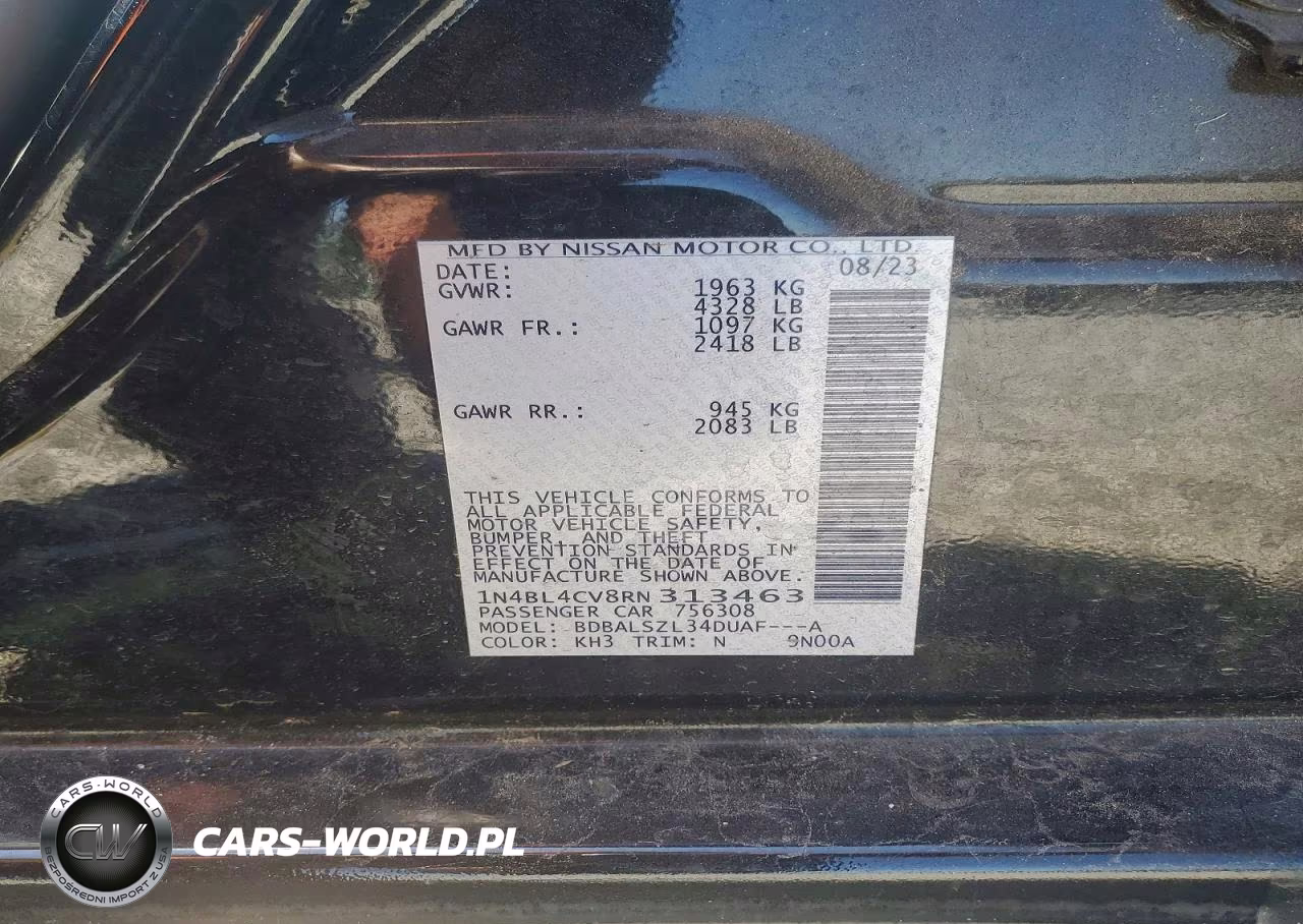 2024 Nissan Altima Sr VIN:1N4BL4CV8RN313463 - 12
