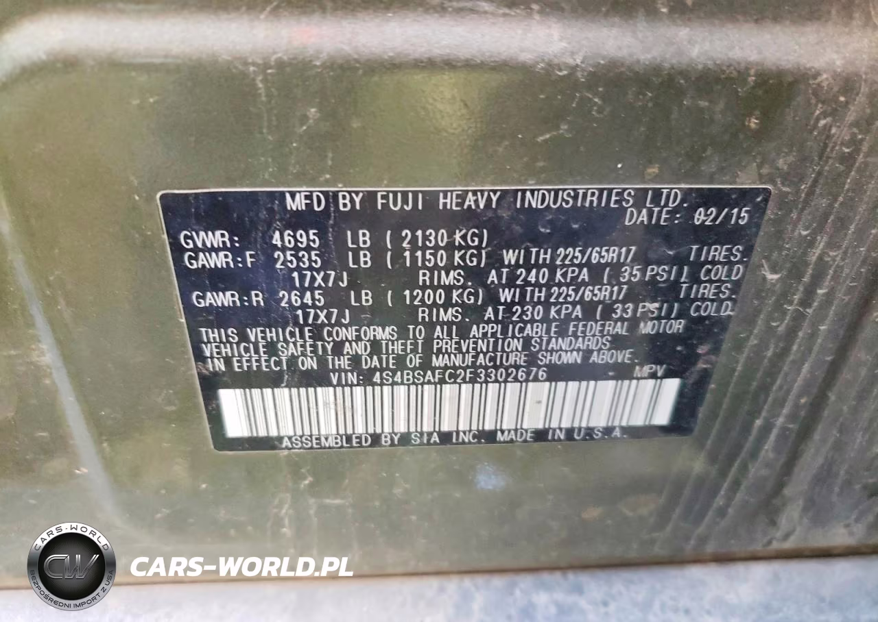 2015 Subaru Outback 2.5I Premium VIN:4S4BSAFC2F3302676 - 13
