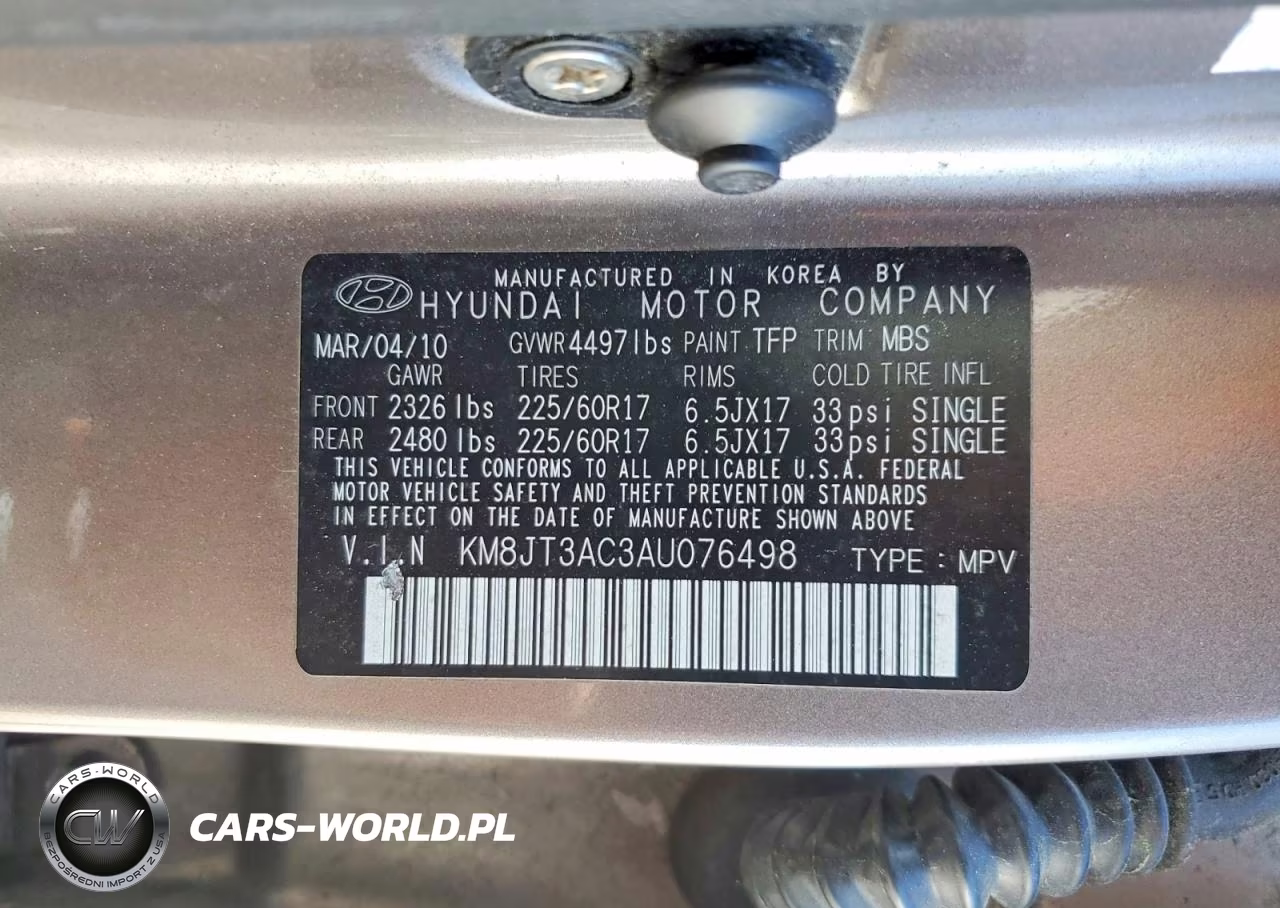 2010 Hyundai Tucson Gls VIN:KM8JT3AC3AU076498 - 12