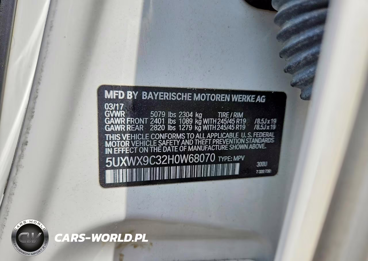 2017 BMW X3 xDrive28I VIN:5UXWX9C32H0W68070 - 13