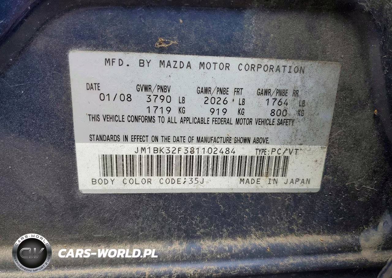 2008 Mazda 3 I VIN:JM1BK32F381102484 - 12
