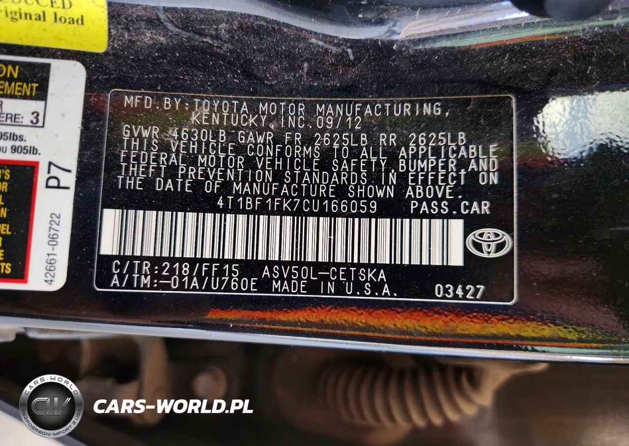 2012 Toyota Camry Se VIN:4T1BF1FK7CU166059 - 13