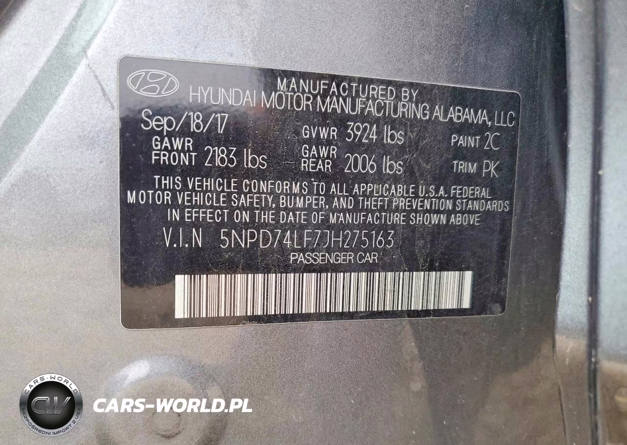 2018 Hyundai Elantra Se VIN:5NPD74LF7JH275163 - 12