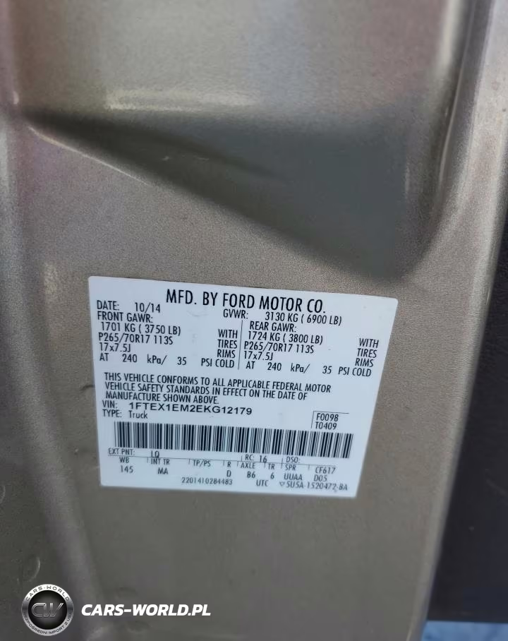 2014 Ford F150 Super Cab VIN:1FTEX1EM2EKG12179 - 12