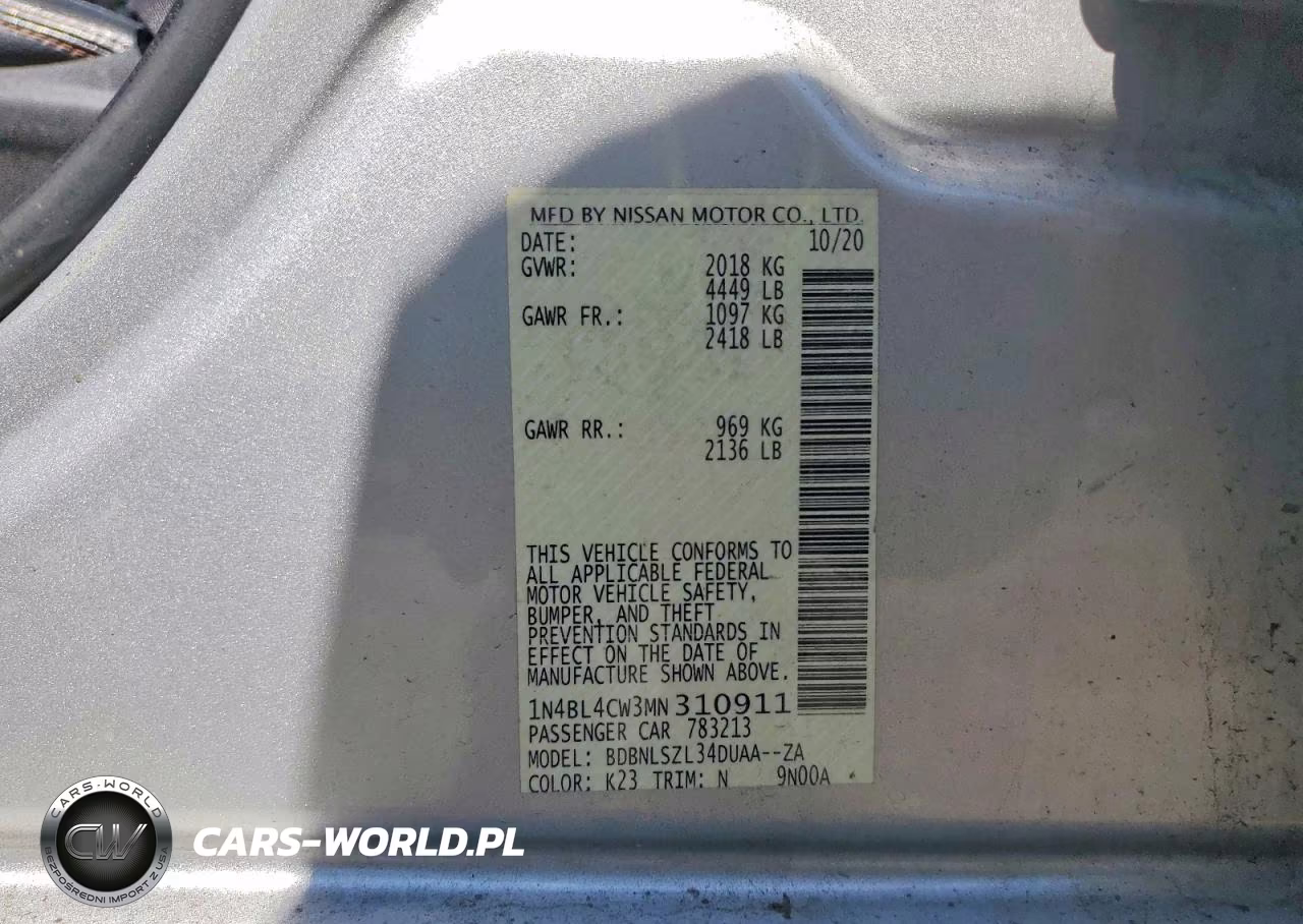 2021 Nissan Altima Sr VIN:1N4BL4CW3MN310911 - 12