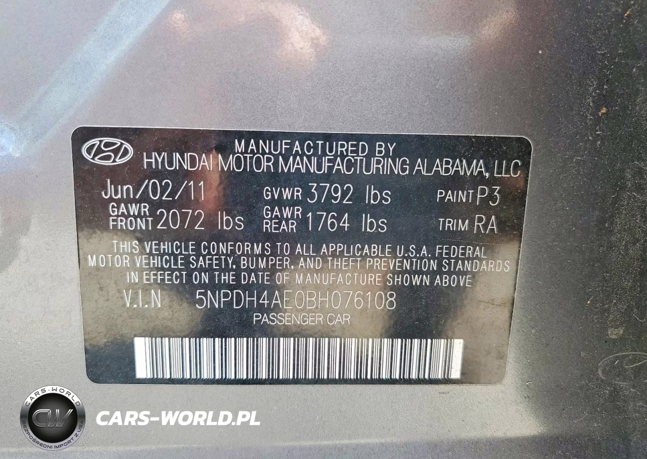 2011 Hyundai Elantra Limited VIN:5NPDH4AE0BH076108 - 12