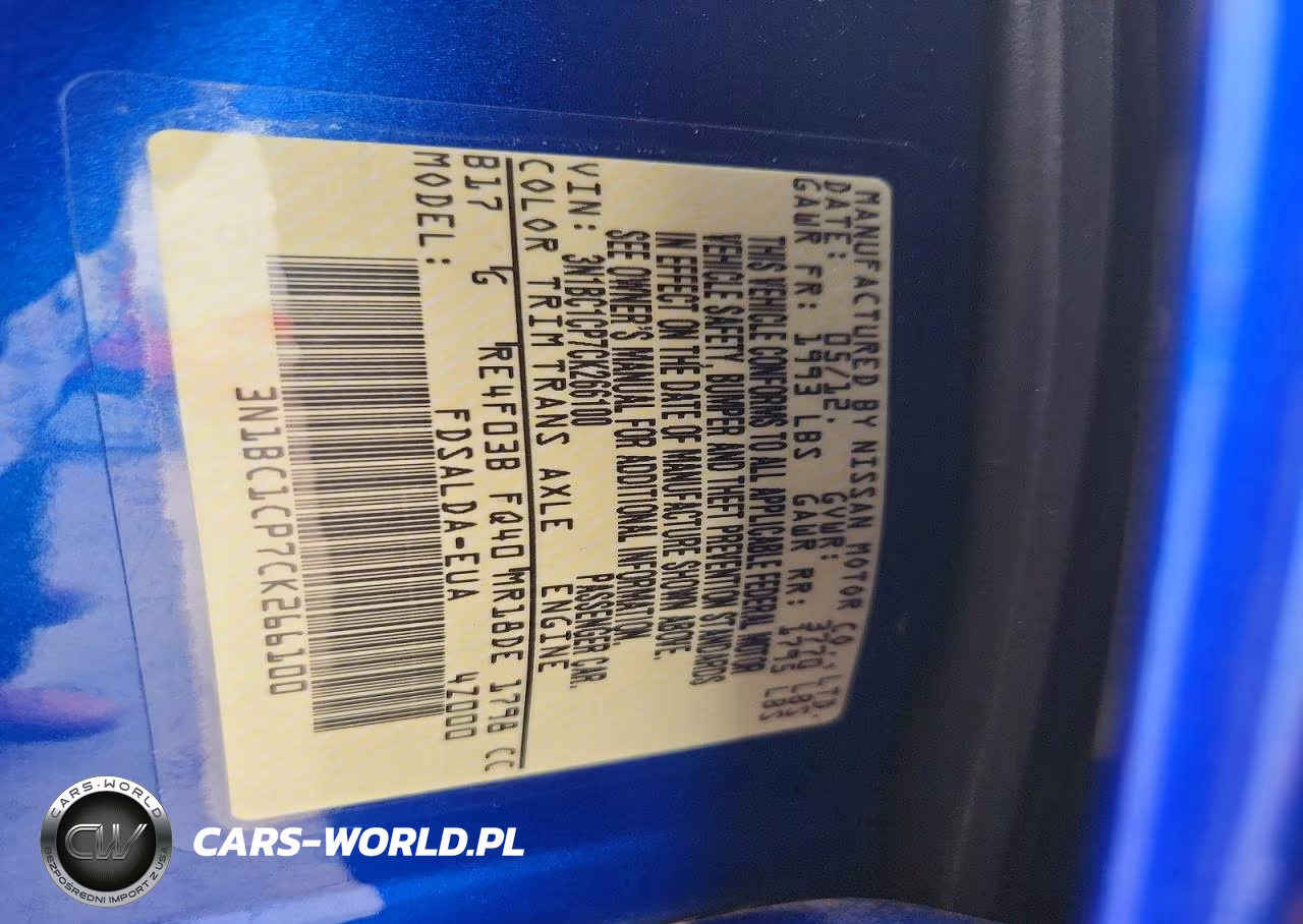 2012 Nissan Versa 1.8 S VIN:3N1BC1CP7CK266100 - 12