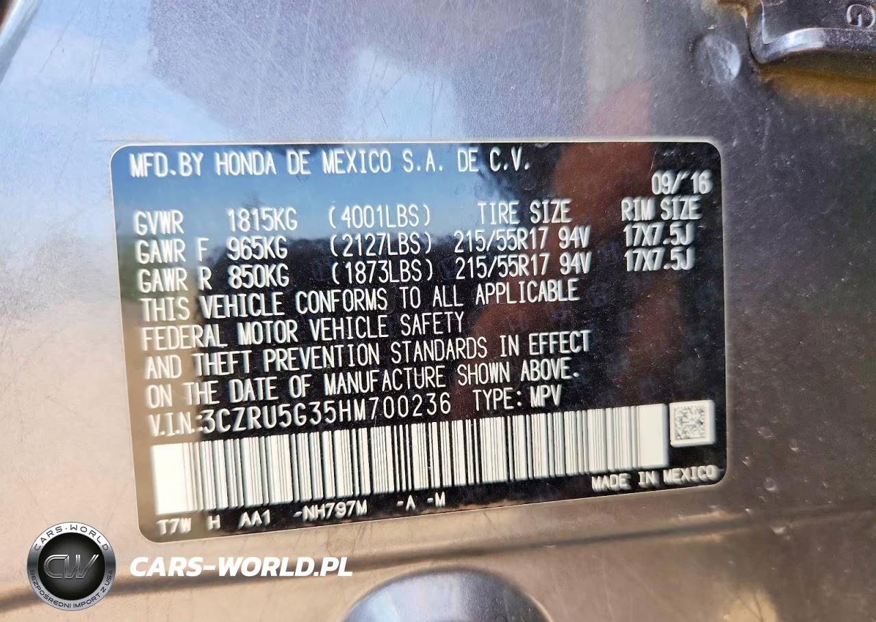 2017 Honda Hr-V Lx VIN:3CZRU5G35HM700236 - 12