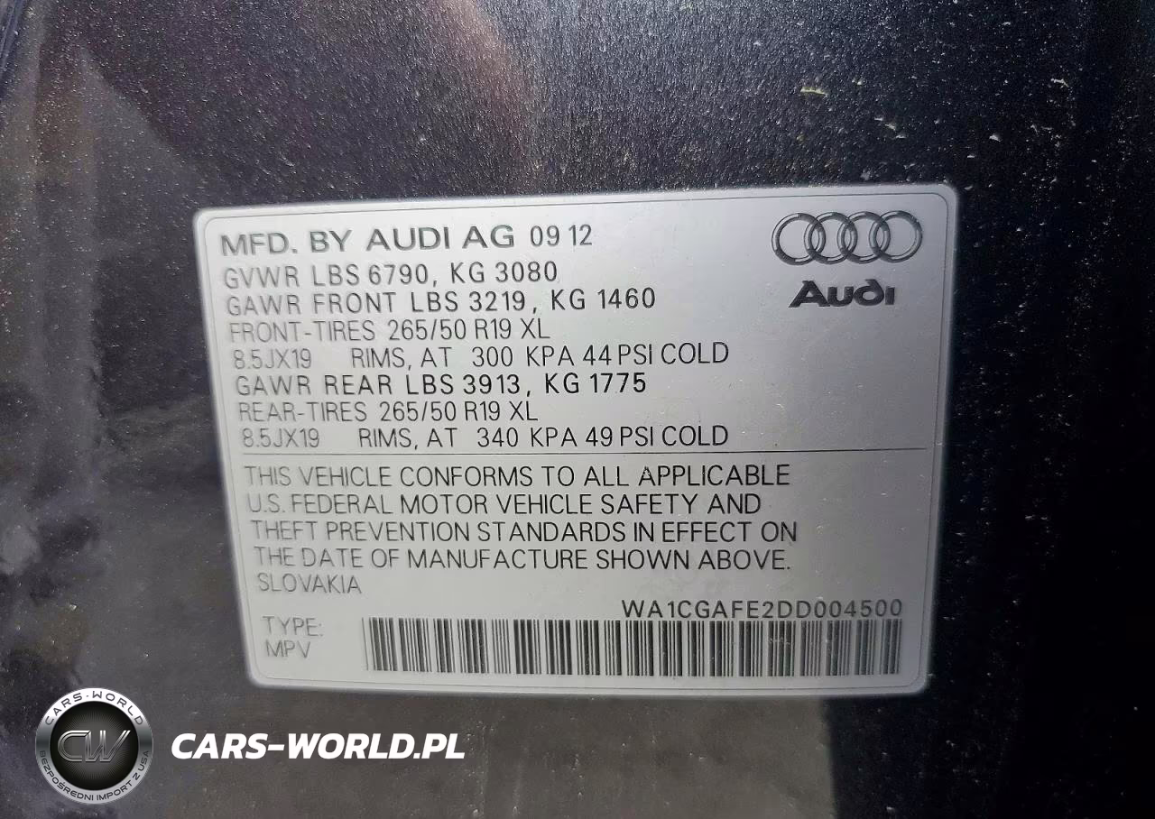2013 Audi Q7 Premium VIN:WA1CGAFE2DD004500 - 13