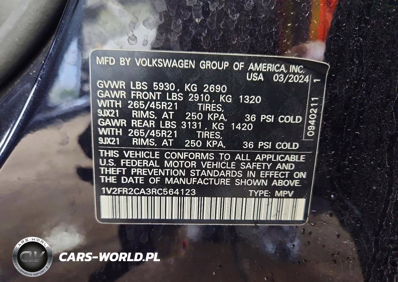 2024 Volkswagen Atlas Sel Premium R-Line VIN:1V2FR2CA3RC564123 - 14