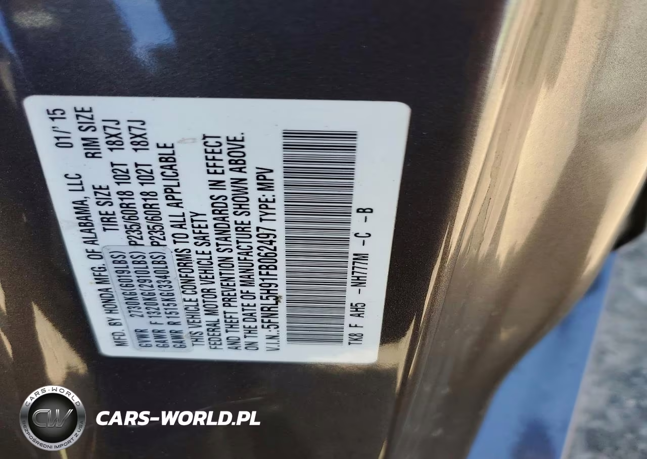 2015 Honda Odyssey Touring VIN:5FNRL5H91FB062497 - 13