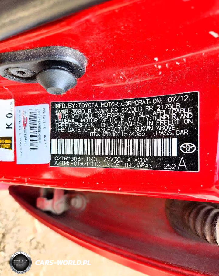 2012 Toyota Prius Five VIN:JTDKN3DU0C1574086 - 12