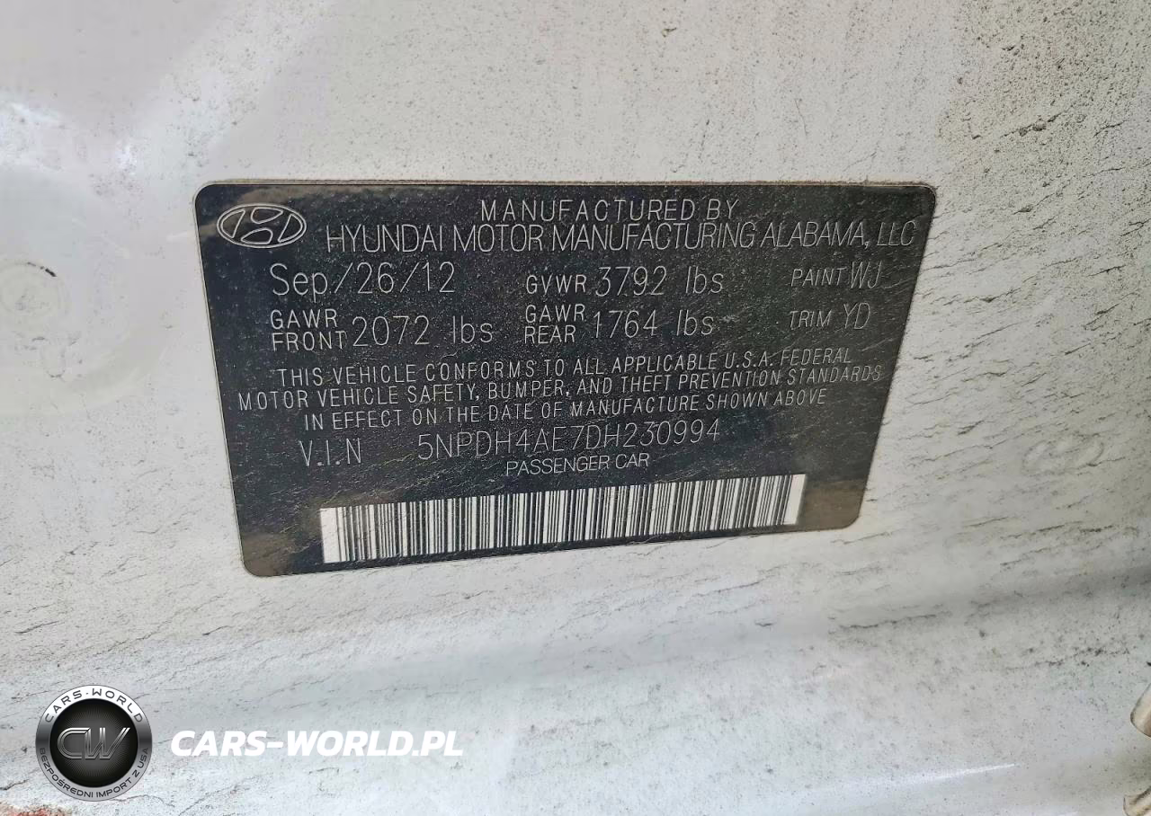 2013 Hyundai Elantra VIN:5NPDH4AE7DH230994 - 12