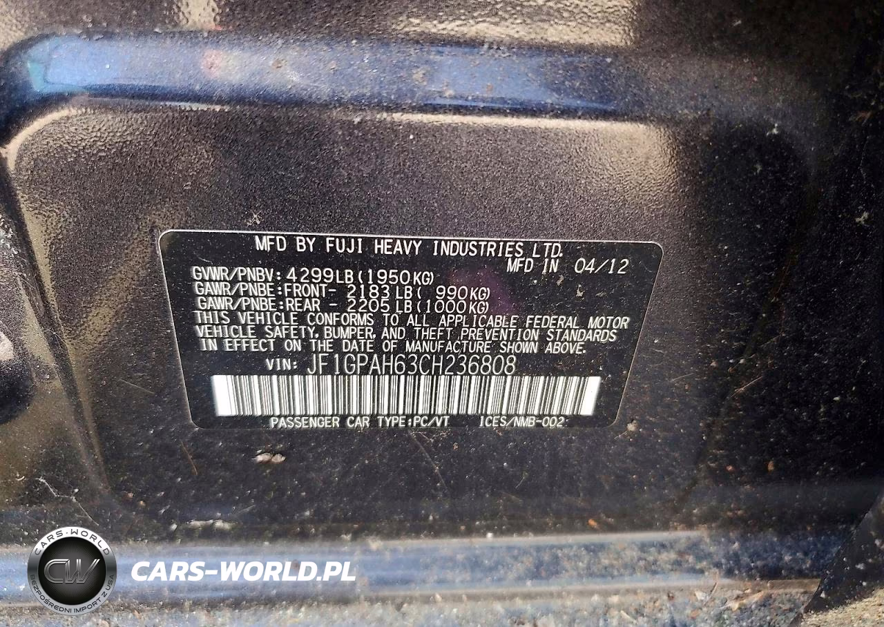 2012 Subaru Impreza Limited VIN:JF1GPAH63CH236808 - 12