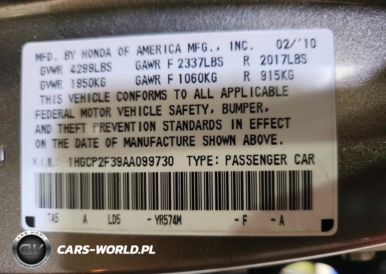 2010 Honda Accord Lx VIN:1HGCP2F39AA099730 - 12