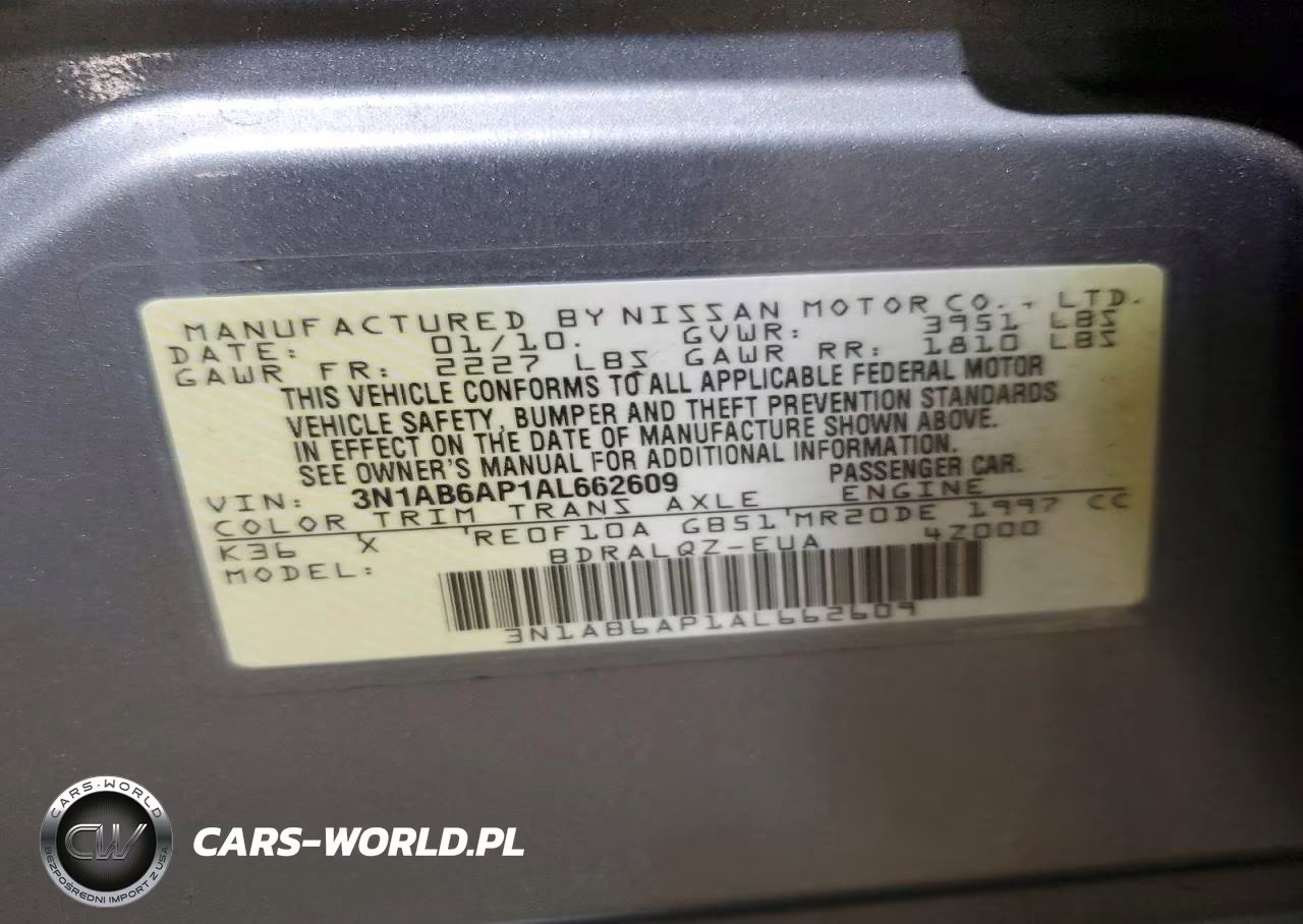 2010 Nissan Sentra 2.0 VIN:3N1AB6AP1AL662609 - 13
