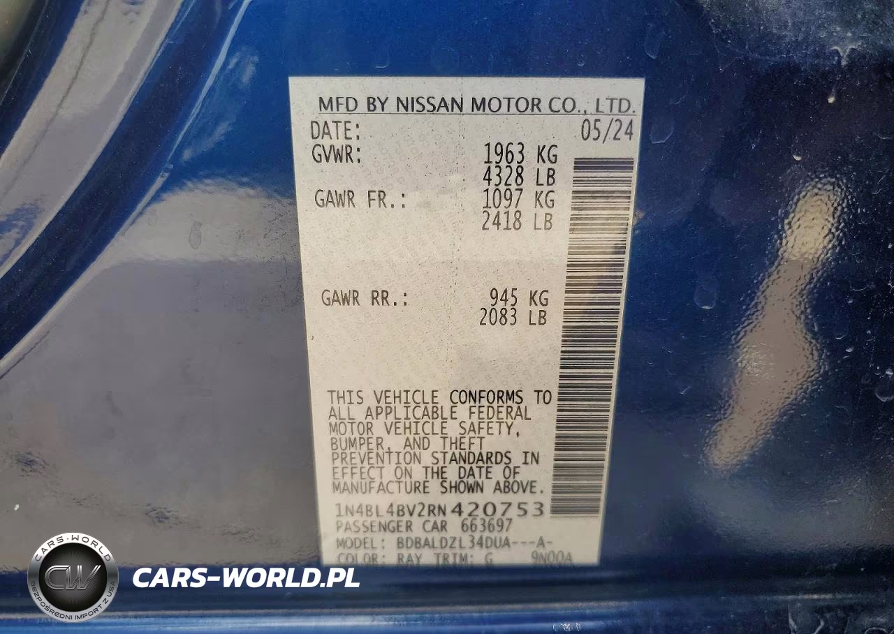 2024 Nissan Altima S VIN:1N4BL4BV2RN420753 - 12