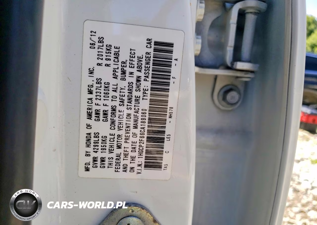 2012 Honda Accord VIN:1HGCP2F66CA189060 - 12