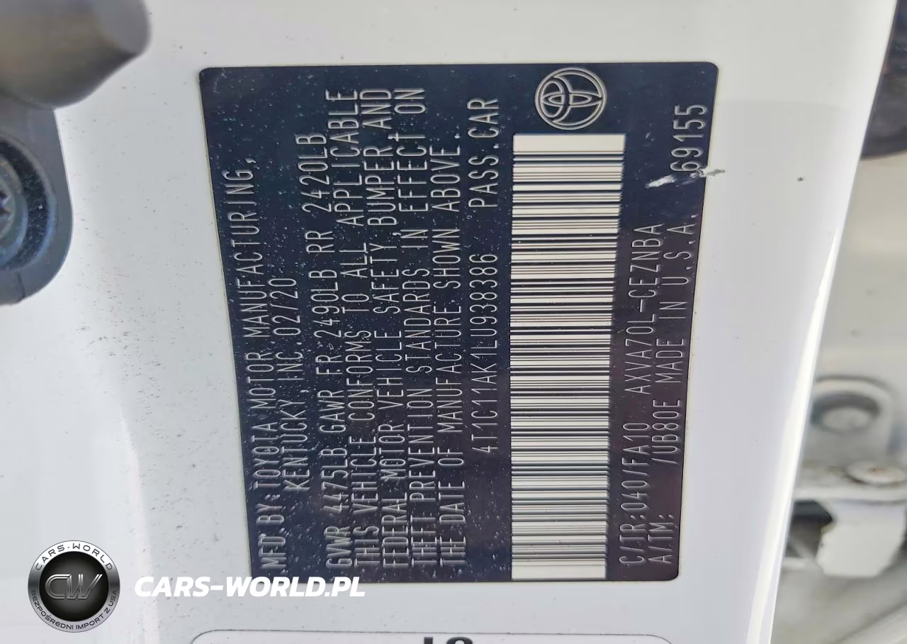 2020 Toyota Camry Le VIN:4T1C11AK1LU938386 - 12