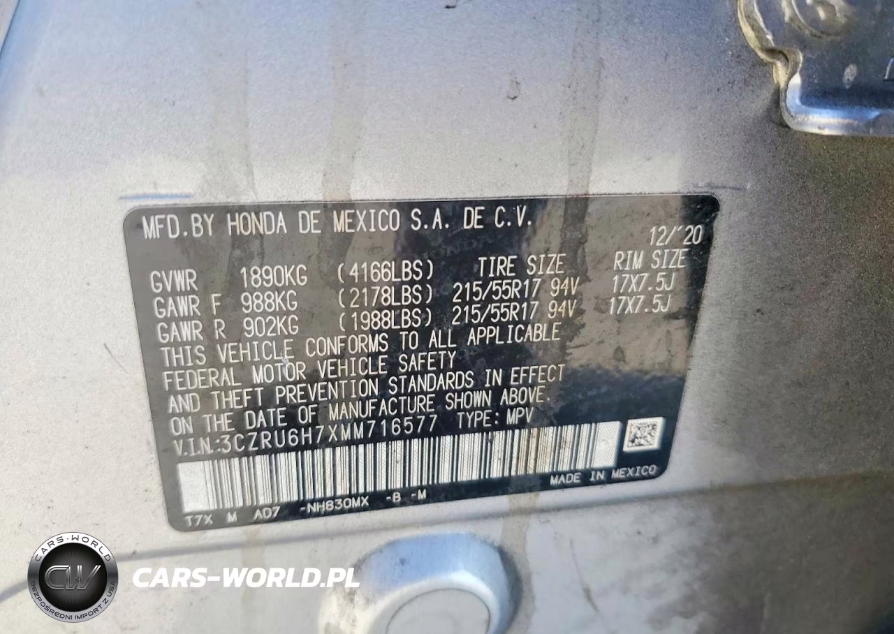 2021 Honda Hr-V Exl VIN:3CZRU6H7XMM716577 - 13