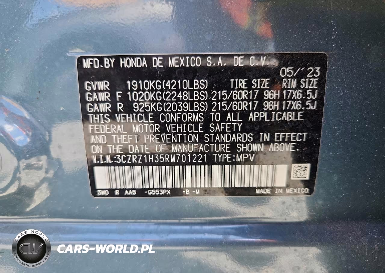 2024 Honda Hr-V Lx VIN:3CZRZ1H35RM701221 - 13