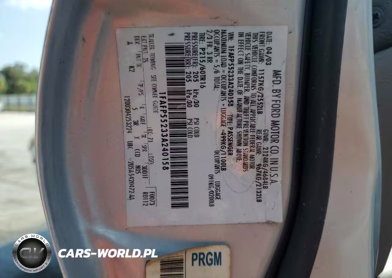 2003 Ford Taurus Ses VIN:1FAFP55233A240158 - 12