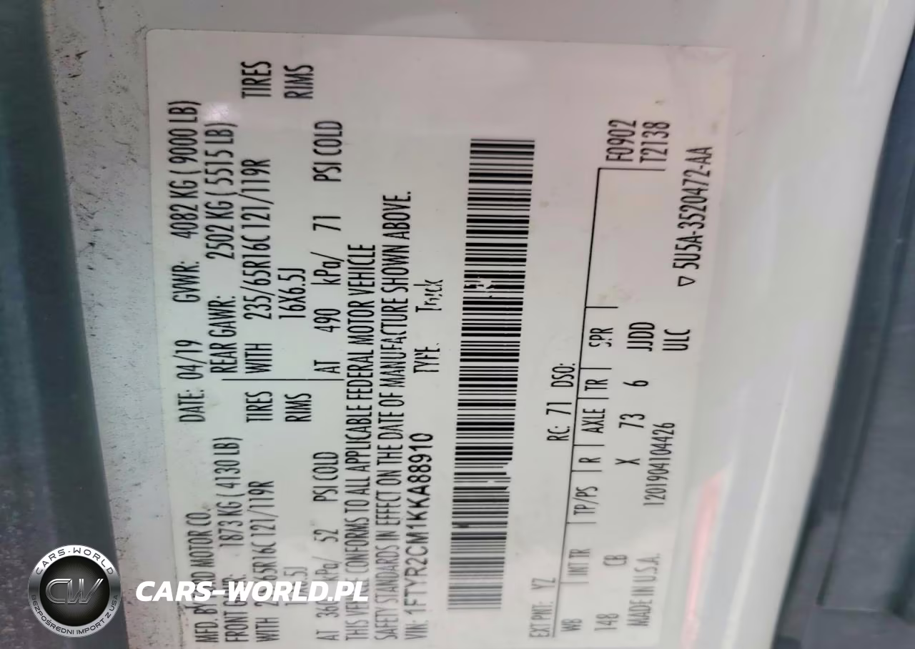 2019 Ford Transit T-250 VIN:1FTYR2CM1KKA88910 - 13