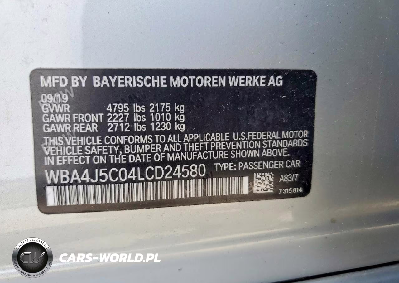 2020 BMW 440I Gran Coupe VIN:WBA4J5C04LCD24580 - 12