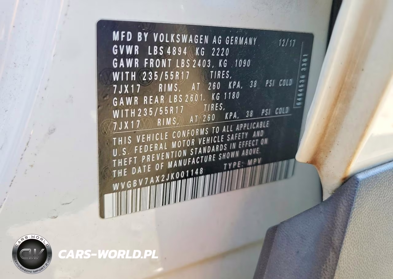 2018 Volkswagen Tiguan Limited VIN:WVGBV7AX2JK001148 - 13