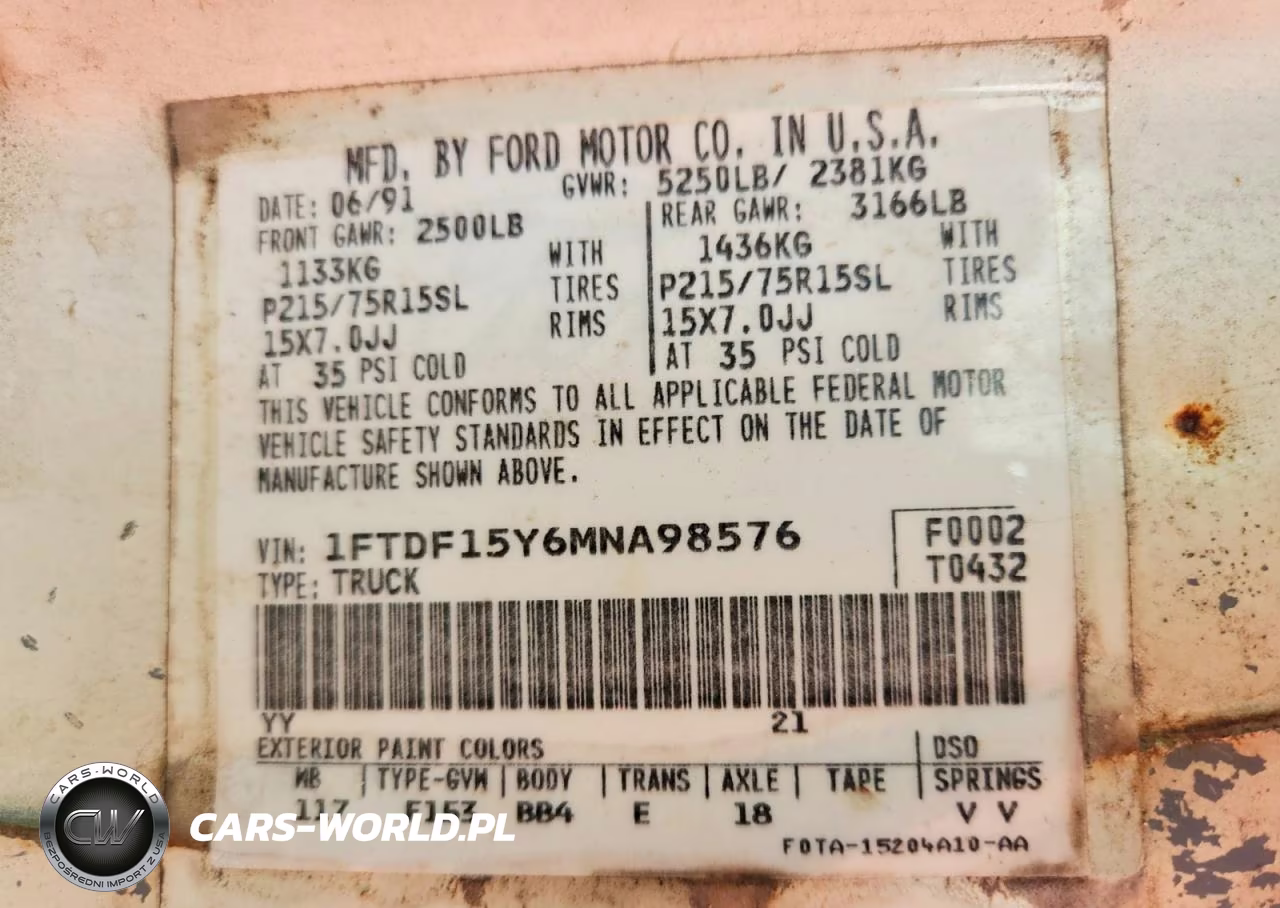 1991 Ford F150 VIN:1FTDF15Y6MNA98576 - 12