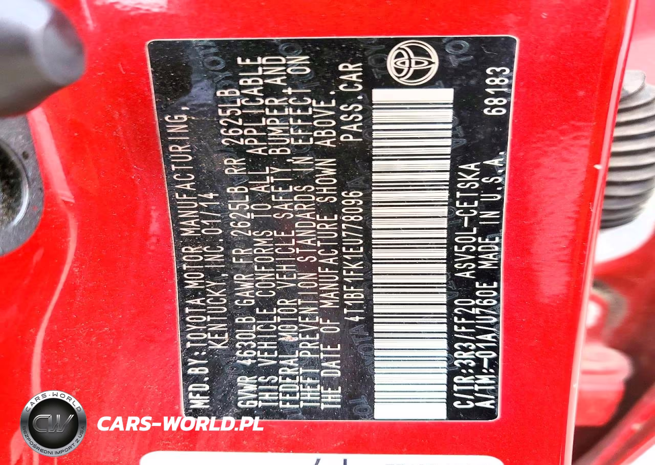 2014 Toyota Camry Se VIN:4T1BF1FK1EU778096 - 12