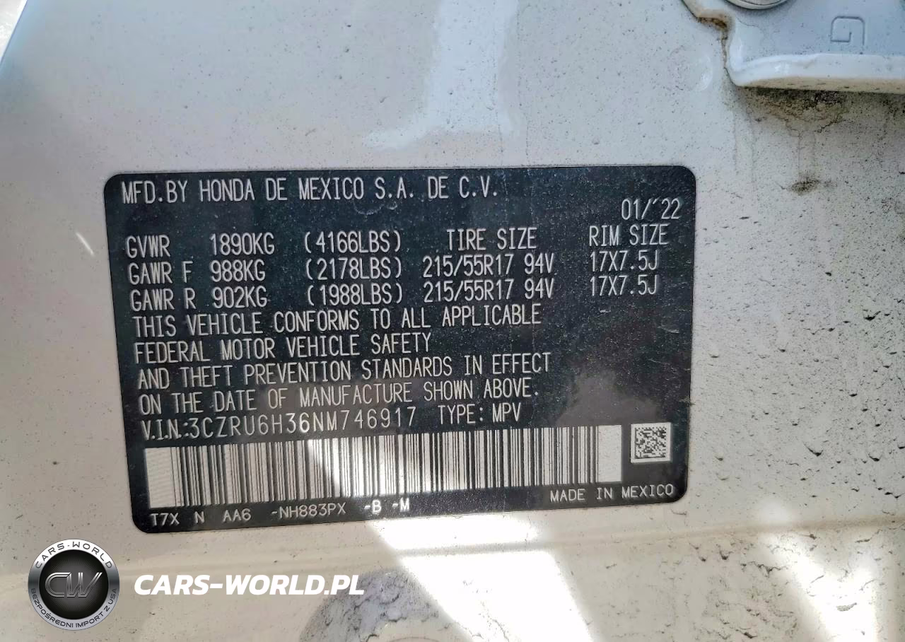 2022 Honda Hr-V Lx VIN:3CZRU6H36NM746917 - 13