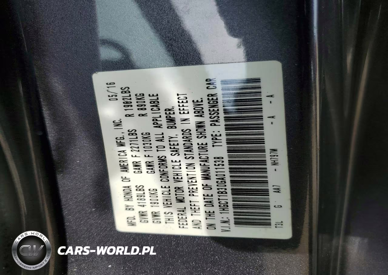 2016 Honda Accord Lx-S VIN:1HGCT1B30GA011538 - 11