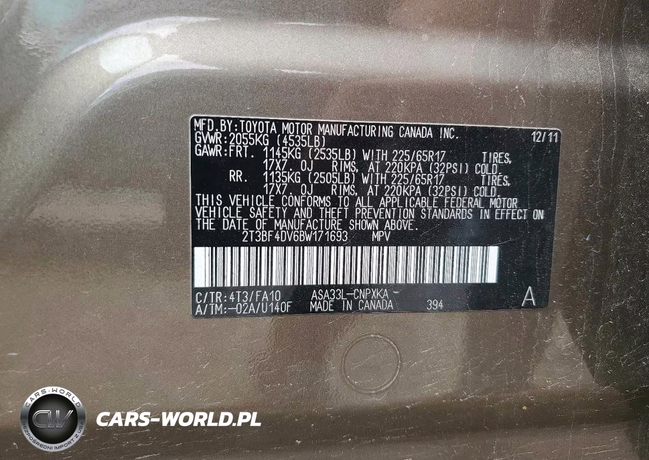 2011 Toyota Rav4 Base VIN:2T3BF4DV6BW171693 - 13