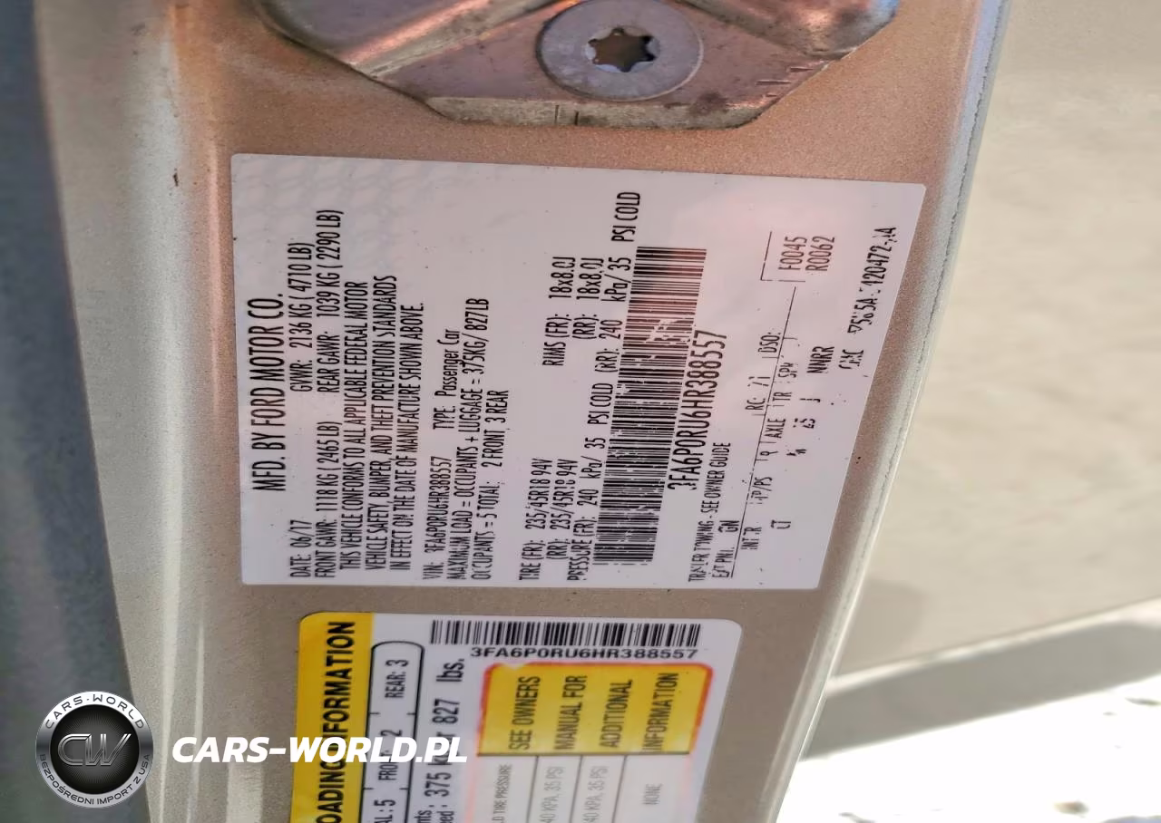 2017 Ford Fusion VIN:3FA6P0RU6HR388557 - 12