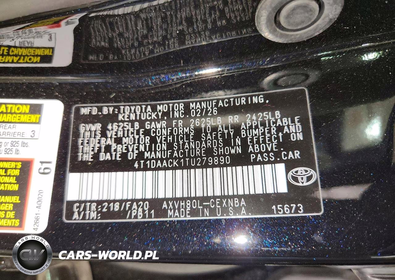 2026 Toyota Camry Le VIN:4T1DAACK1TU279890 - 13
