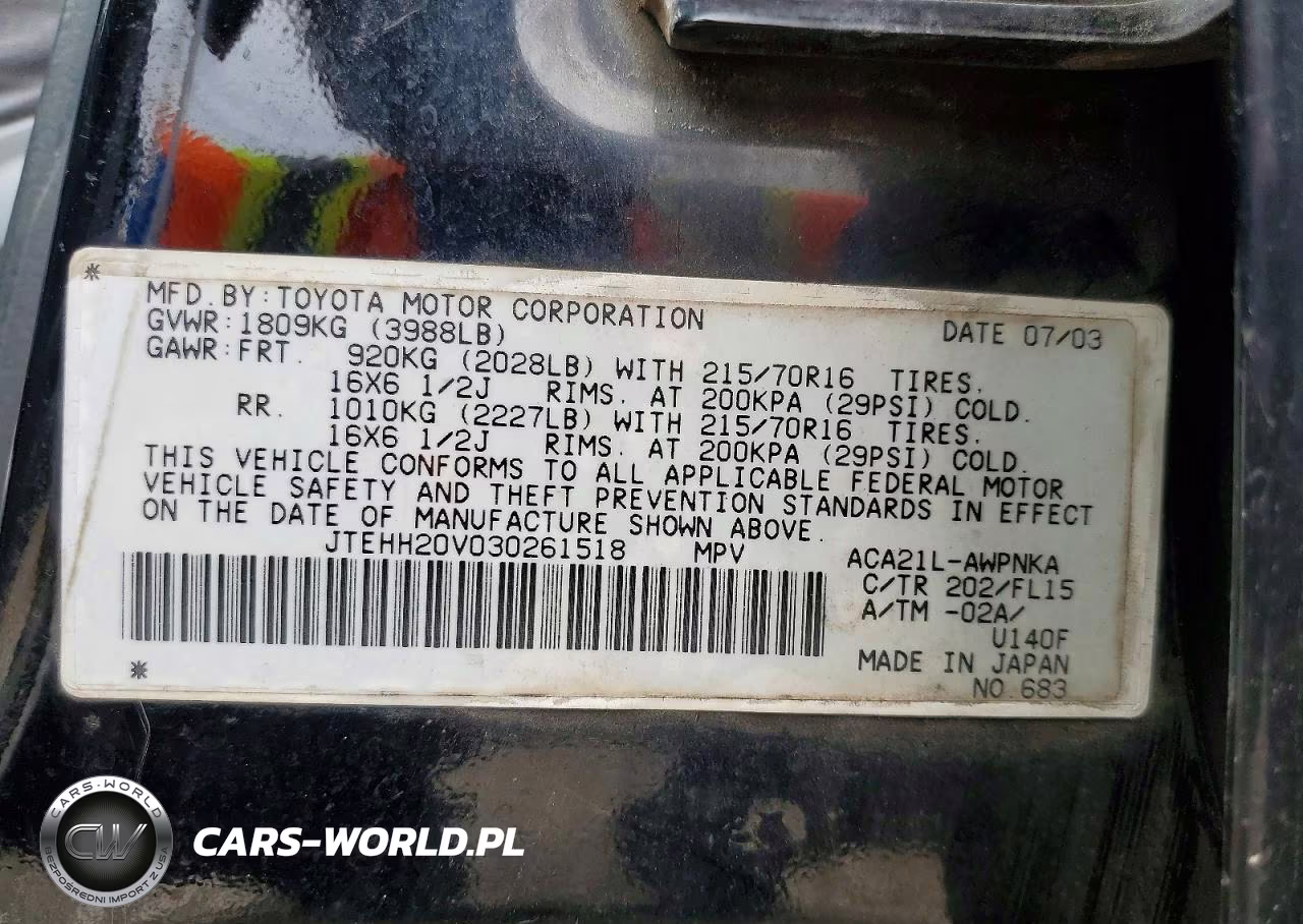 2003 Toyota Rav4 Base VIN:JTEHH20V030261518 - 13
