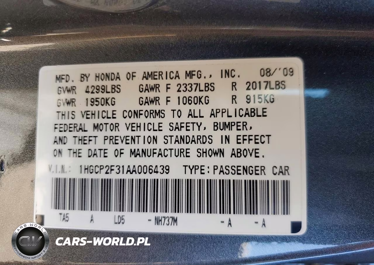 2010 Honda Accord Lx VIN:1HGCP2F31AA006439 - 13