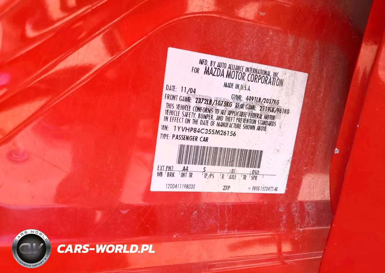 2005 Mazda 6 I VIN:1YVHP84C355M26156 - 12